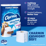 Charmin Ultra Soft Cushiony Touch Toilet Paper, 18 Family Mega Rolls = 90 Regular Rolls