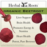 Herbal Roots Organic Beet Root Powder Capsules - 1,500mg per Serving - Certified USDA Organic - Non-GMO - 60 Count Vegan Capsules