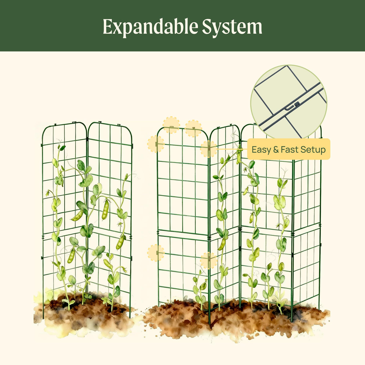 Vego Garden A-Frame Trellis Cucumber Cage for Garden & Pots, Rust-Resistant Tomato Stakes Heavy Gauge Plant Cage Trellis Support for Climbing Vegetables Plants 2 Pack