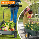 VINGLI 2 Wheel Wheelbarrow, Plastic and Steel Wheel Barrel, 330lbs Capacity Garden Cart for Lawn, Gardening, Construction