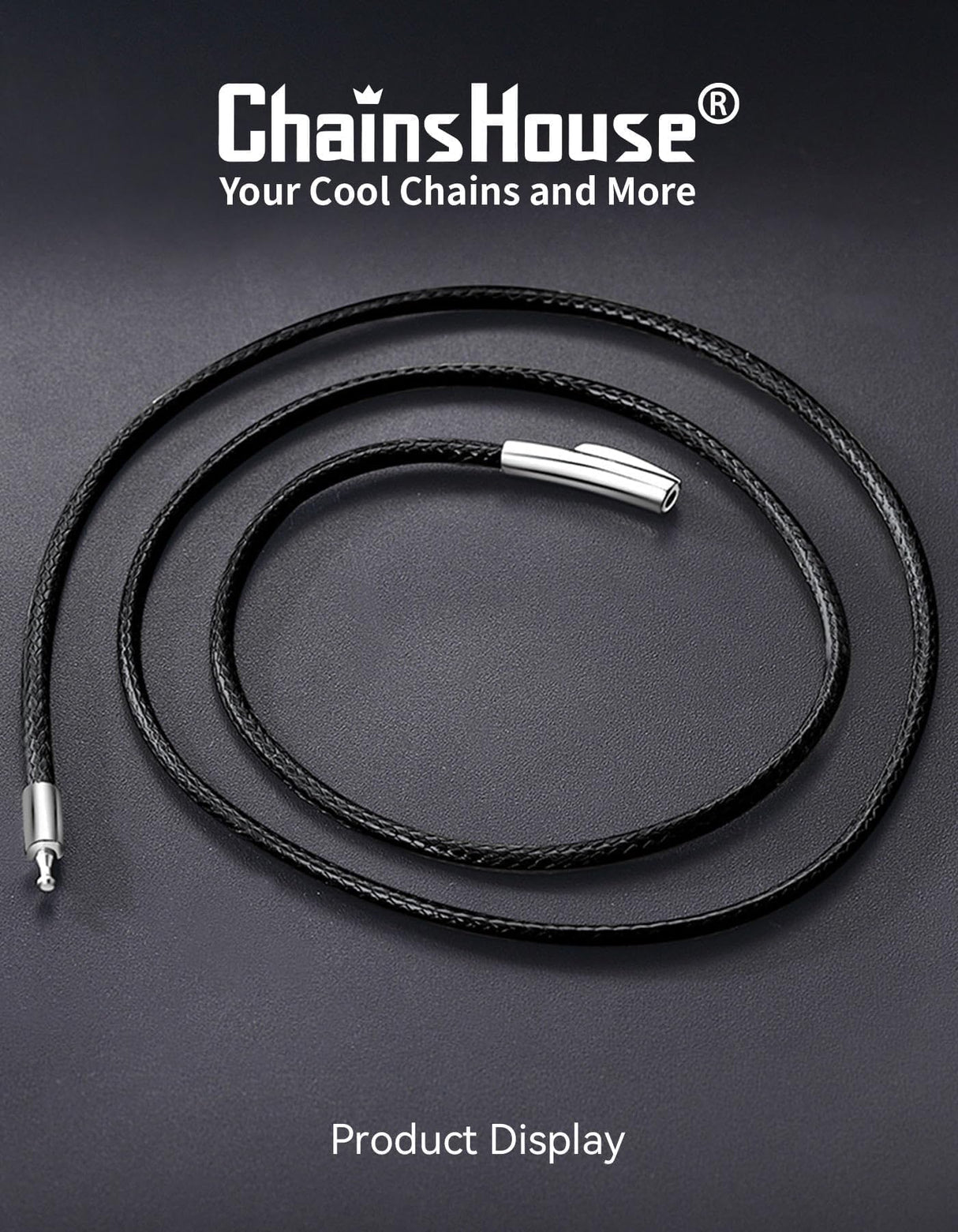 ChainsHouse Braided Leather Necklace Cord for Pendants with Clasp, 18 inch