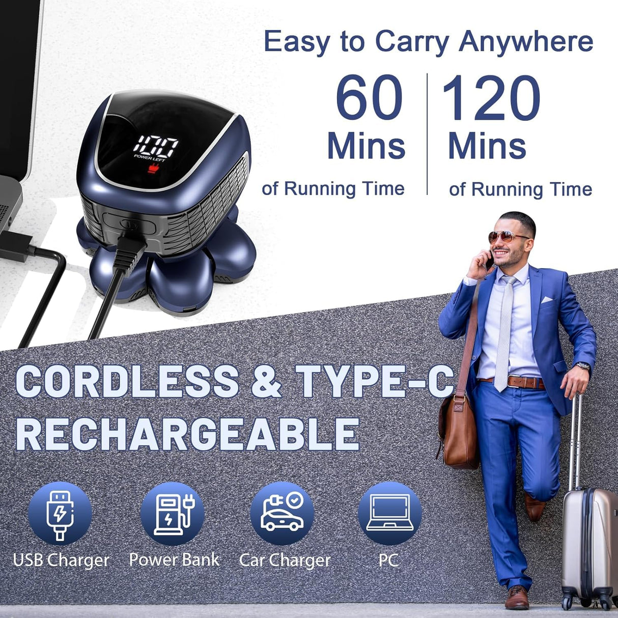 Head Shaver 7D, Wyklaus Head Shavers for Bald Men, Head Electric Razor with Nose Hair Trimmer, Waterproof Wet Dry Mens Grooming Kit (Blue)