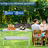 HARDURA Stainless Steel Table Prep & Work Table 24 x 72 Inches NSF Heavy Duty Commercial with Undershelf and Backsplash for Restaurant Kitchen Home and Hotel