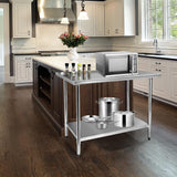 STABLEINK NSF Stainless Steel Prep Table 48 x 24 Inches Metal Work Table with Adjustable Undershelf for Commercial Kitchen, Restaurant, Hotel and Garage