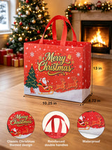 16 Pack Christmas Gift Bags 10.3×4.7×13IN Reusable Tote Bags 8 Designs