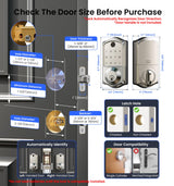 Veise VE017 Fingerprint Smart Door Lock, App Control, 8-in-1 Keyless Entry, Auto Lock, Emergency Power Port, Electronic Touchscreen Keypad, Biometric Smart Locks for Front Door, Satin Nickel