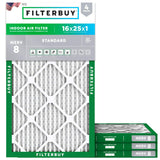 Filterbuy 16x25x1 Air Filter MERV 8 Essential Dust & Allergy Defense (4-Pack), Electrostatic Pleated HVAC AC Furnace Filters Replacement (Actual Size: 15.50 x 24.50 x 0.75)