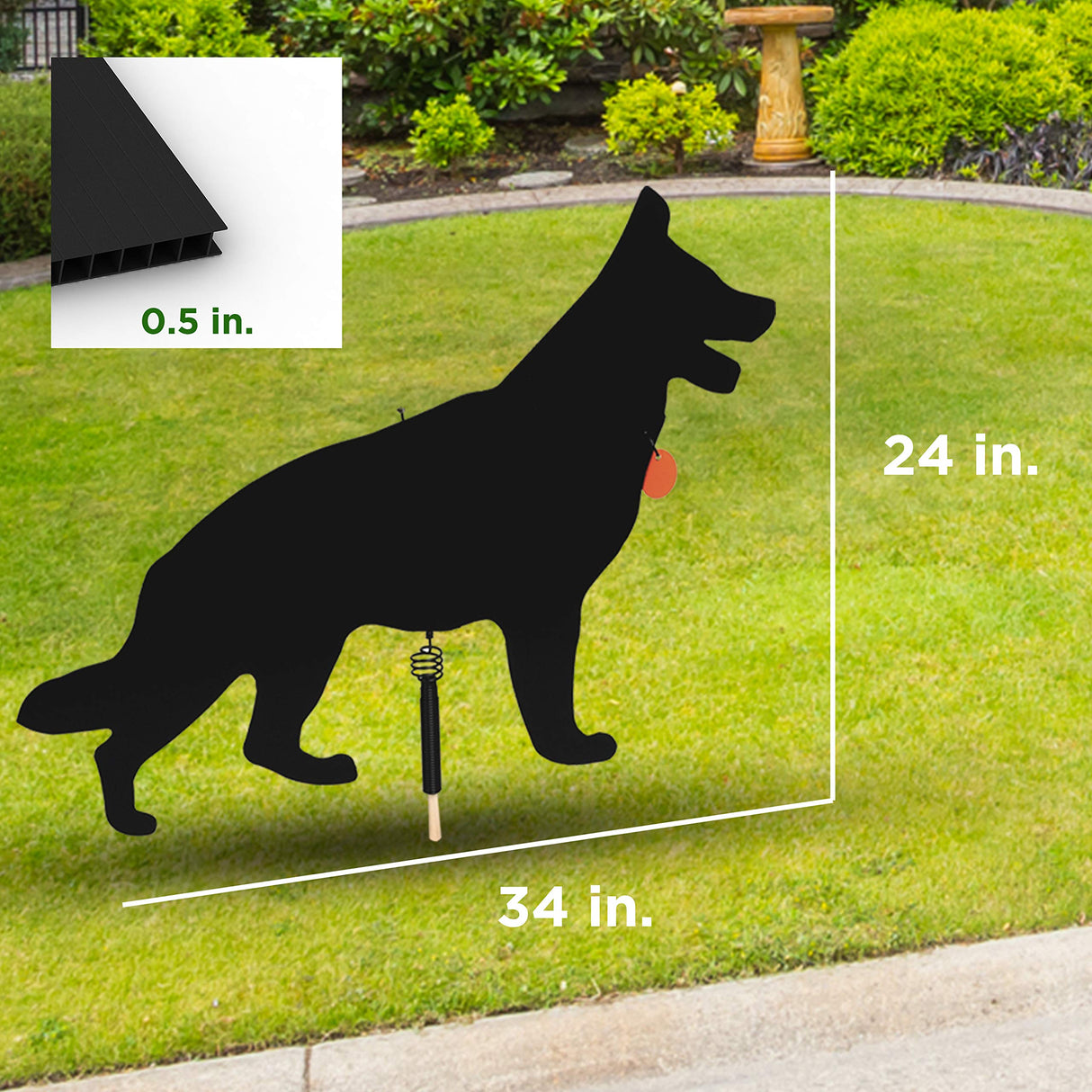 Watch Dog Goose Patrol Lone Dog Decoy – Corrugated Plastic Predator Deterrent for Geese, Deer, Seagulls, Rabbits | Humane Outdoor Pest Repellent | Visual Scare Device | Made in USA