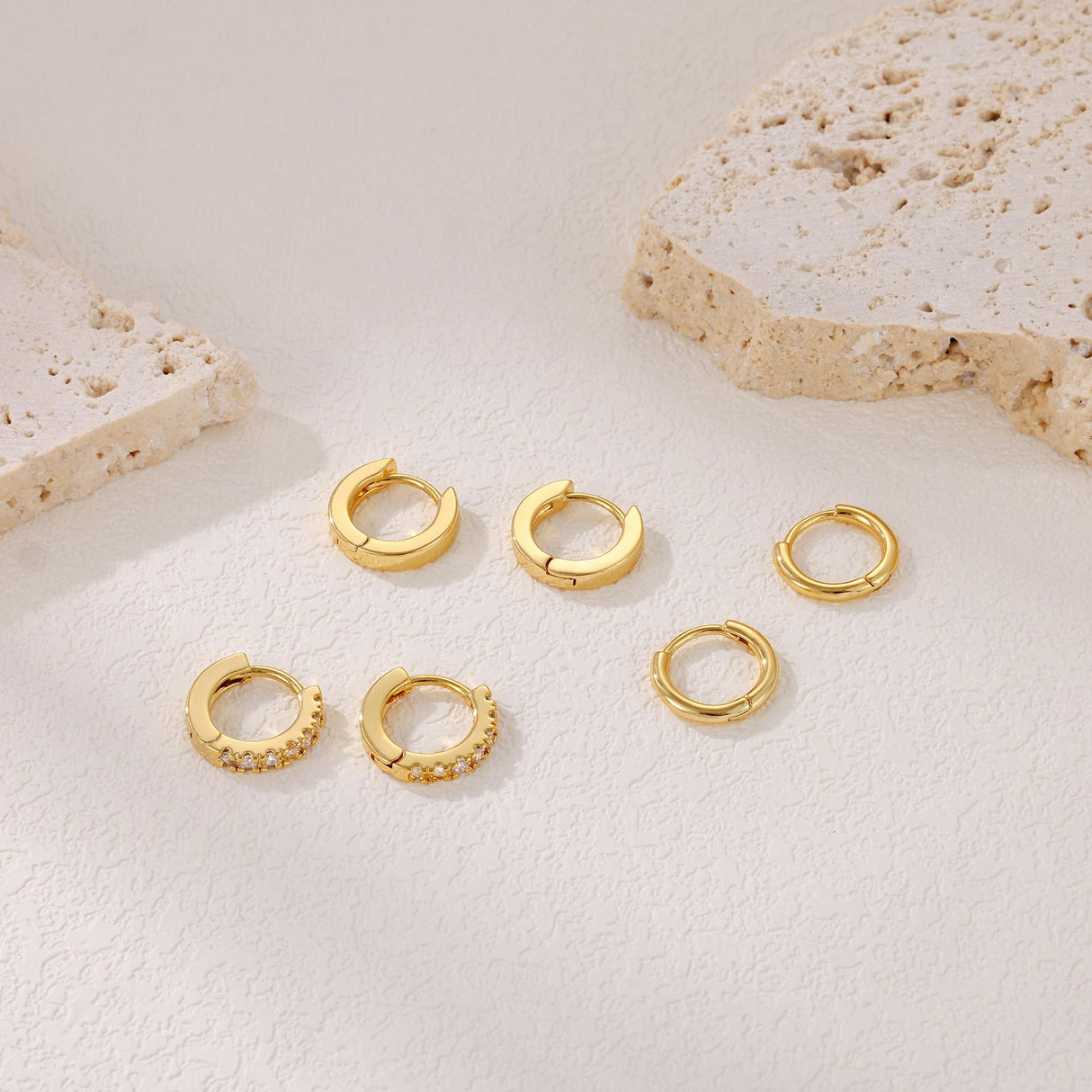 micuco Small Gold Hoop Earrings for Women Men, 3 Pairs Gold Huggie Hoops 8