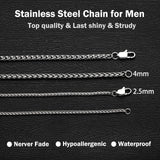 OLARCU 2.5mm/4mm Silver Stainless Steel Wheat Chain Necklace Jewelry for Men (2.5mm-Silver, 26 Inches)