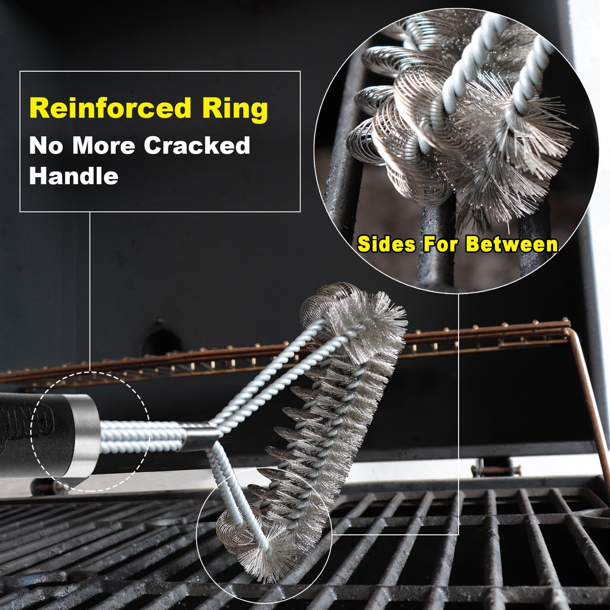 GRILLART Grill Brush [Wire + Helix] Combined BBQ Brush - Safe & Efficient Grill Cleaning Brush - 18" Grill Cleaner Brush Scrubber for Gas/Porcelain/Charbroil Grates – BBQ Accessories Gifts for Men/Dad