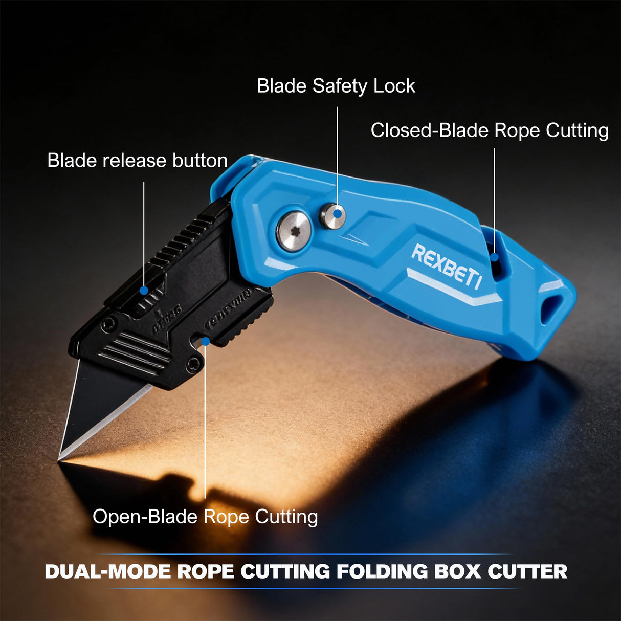 REXBETI Folding Pocket Utility Knife Quick-change SK2 Box Cutter for Cartons, Cardboard and Boxes, Back-lock Mechanism with 20 Extra Blades (12 folding utility knife)