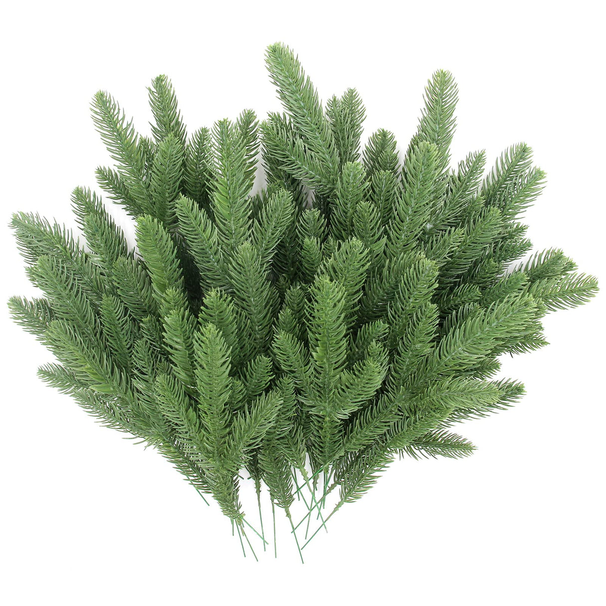 Hananona 100 Pcs Artificial Pine Branches Green Plants Pine Needles DIY Accessories for Garland Wreath Christmas and Home Garden Decor (100, Green)