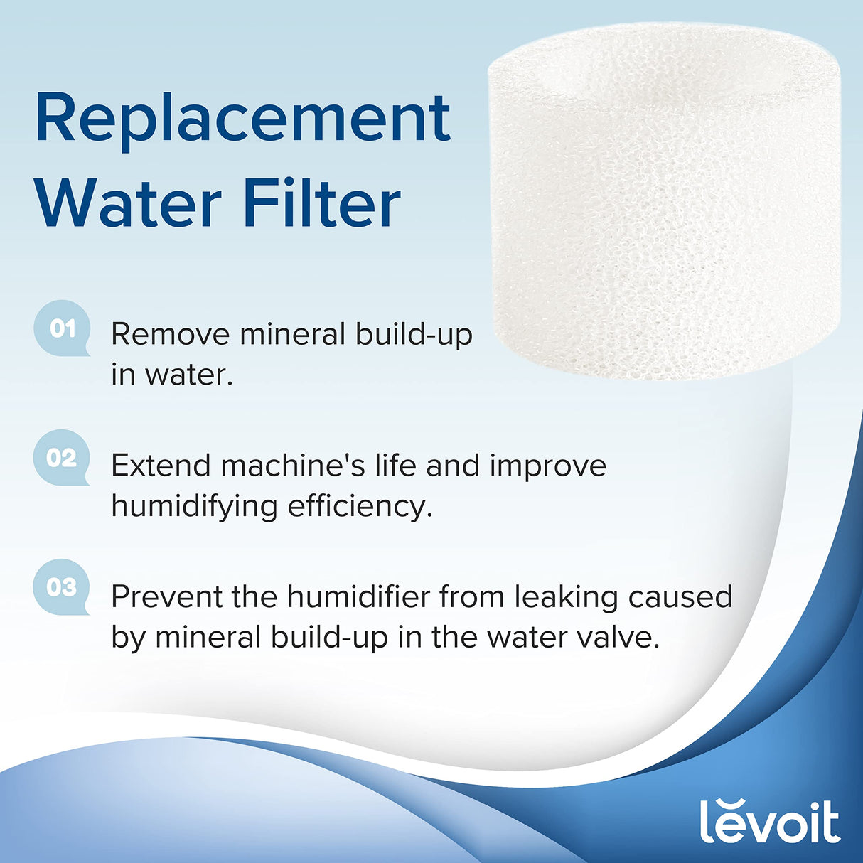 Bundle of LEVOIT 10-Pack Top Fill Humidifier Replacement Filters and 3-Pack Humidifier Water Softener, Demineralization Cartridge