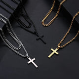 Yooblue Cross Necklace for Men, Mens Necklace Silver Layered Rope Chain Cross Pendant Simple Necklace Jewelry Gifts Dainty Cross Chain Necklace for Men 22 24 Inch Mens Gifts