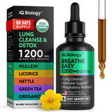 IQ BIOLOGY Mullein Drops for Lungs - USDA Organic Mullein Supplement with Arjuna - Made in USA - Lung Detox for Smokers, Bronchial Cleanse with for Respiratory to Clear Lungs, Break Up Mucus*, 2 oz