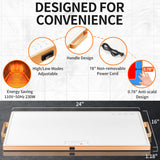 Food Warming Mat (XL 24"x16"), Food Warmers for Parties Buffet and Daily Use, Full Surface Warm Evenly Electric Warming Tray with Button Temperature Control, Gold Handles Warming Mat for Food, White