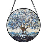 60th Wedding Anniversary Faux Stained Glass Suncatcher, 60 Years of Marriage Keepsake Ornament, Diamond Wedding