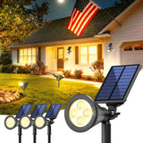 JEJOT 4 Pack Solar Lights Outdoor Waterproof,Warm White Light,2 Lighting Modes,Solar Powered Spotlights for Yard Garden Solar Spot Lights for Flag Landscape Auto On/Off