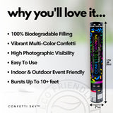 Confetti Sky [6 Pack] Confetti Poppers Cannon | Multicolor Biodegradable