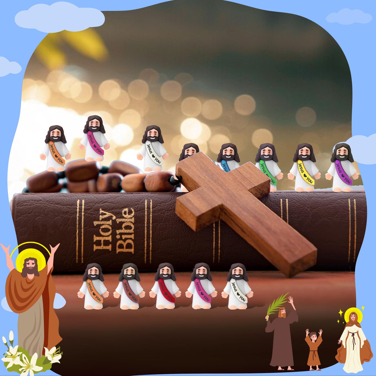 120Pcs Little Jesus Figures, 120pcs Action Figures Little Jesus Figurines in Bulk, Jesus Love You Figures, Religious Gifts for Christians Women Mom Easter Egg Stuffers Fillers, for Christmas (120)