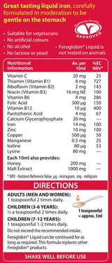 Feroglobin Gentle Iron and Nutrient Liquid - Reduce Tiredness and Fatigue | Maintain Health and Vitality | Natural Iron Source
