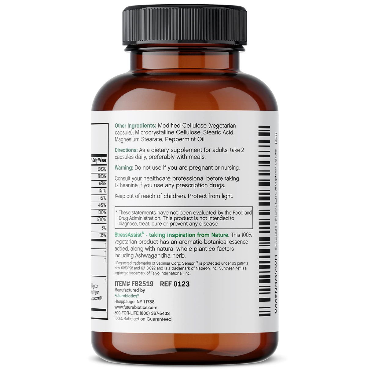 Futurebiotics Stressassist L-theanine Ashwagandha and Rhodiola Rosea Stress Complex - Natural Nutritional Stress Function, 90 Vegetarian Capsules