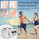 Double Wax Warmer Professional Electric Heater Machine for Hair Removal, Dual Pot Paraffin Facial Skin Body SPA Salon Equipment With Adjustable Temperature Set