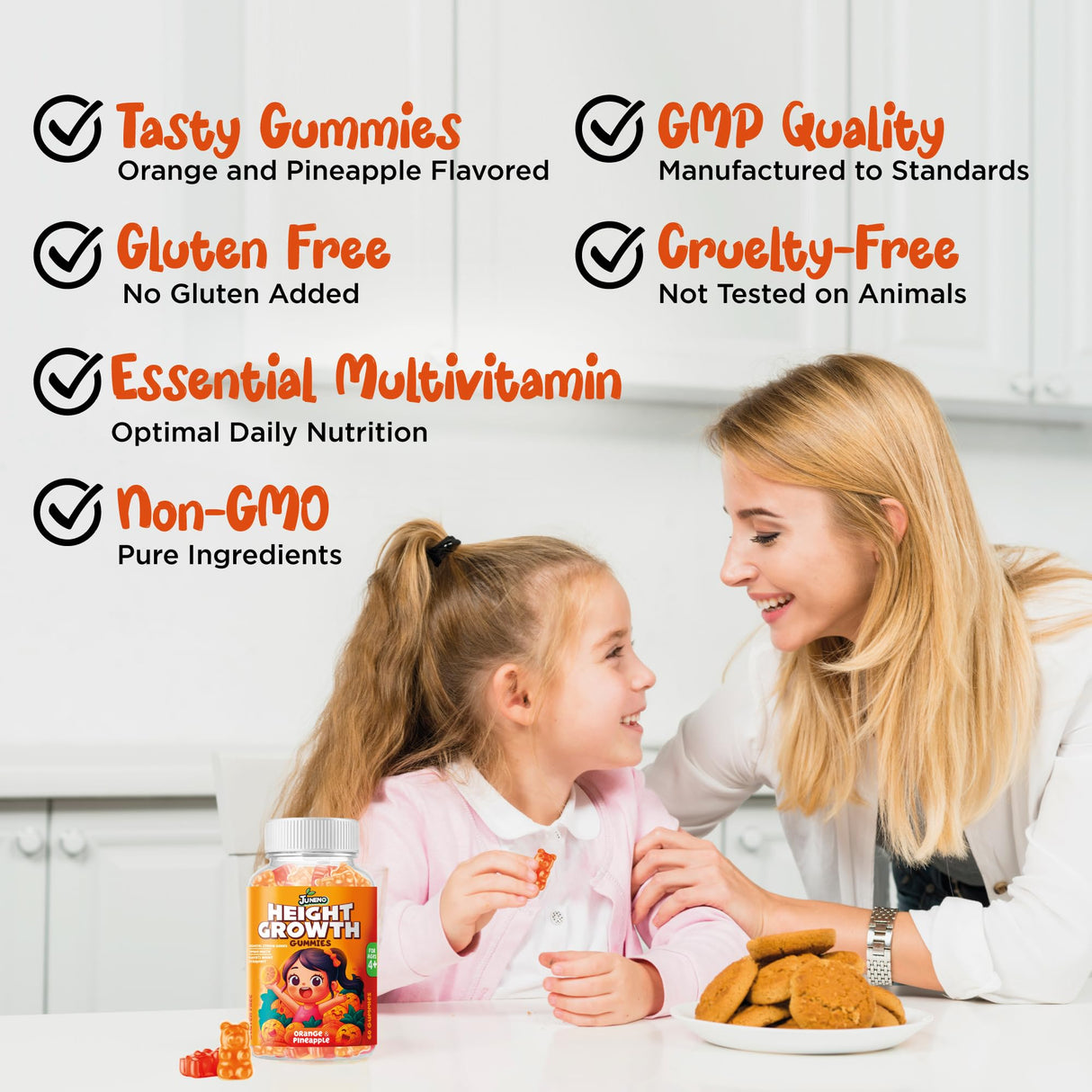 Juneno Height Growth Vitamins Supplement Gummies - Grow Taller for Teens Kids Boys Girls - Natural Height Increaser Maximizer Multivitamin