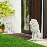 Glitzhome Guardian Sitting Lion Garden Statue MGO Outdoor Decoration, 20.75" H, White