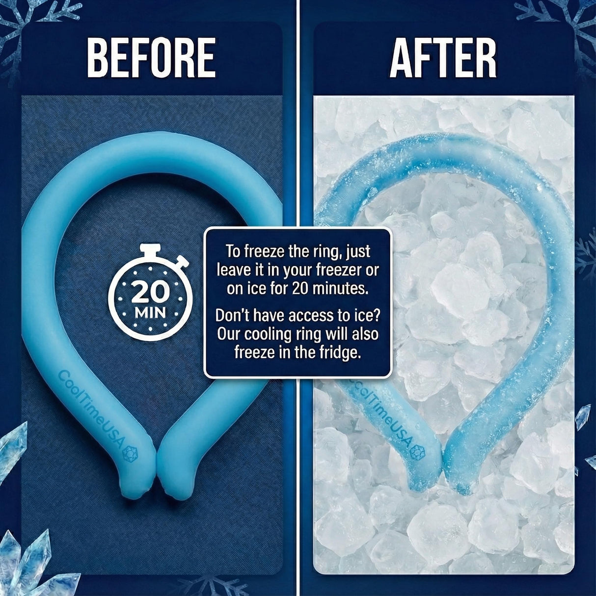 Set of 3 - Neck Cooling Tube for Heat Relief | Reusable Cooling Neck Ring | Wearable ice Pack for hot Weather | Ice wrap for Sports and Hiking | Personal Cooler for Temperature Regulation (Blue)