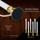 TUDAK Electric Christmas Window Candle Lamp - 6-Pack | Brass-Plated Base with LED Bulbs | Dusk-to-Dawn Auto Sensor | Turns On in Dark, Off in Light | Ready to Use!