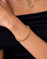 PAVOI 14K Yellow Gold Plated Ball Bangle Bracelets for Women | Waterproof Stainless Steel Beaded Hinged Bracelet | 7"