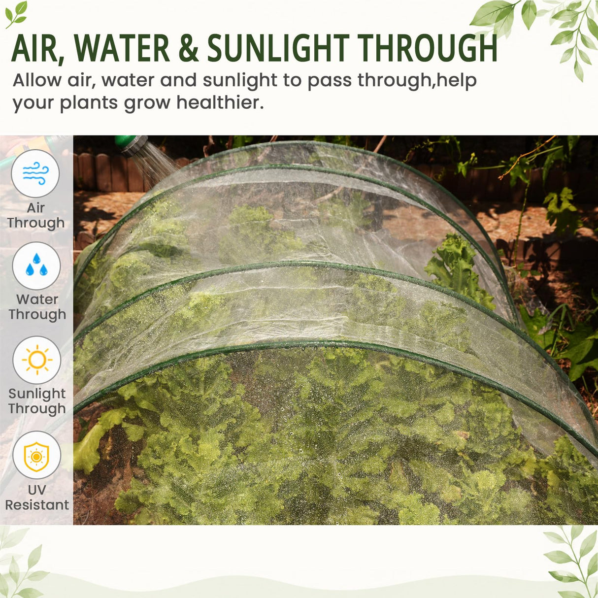 10Ft x 50Ft Garden Netting, Fine Mesh Insect Netting for Plant Protection, Mosquito Bug Bird Barrier Mesh Cover for Vegetables Fruits Flowers Raised Beds
