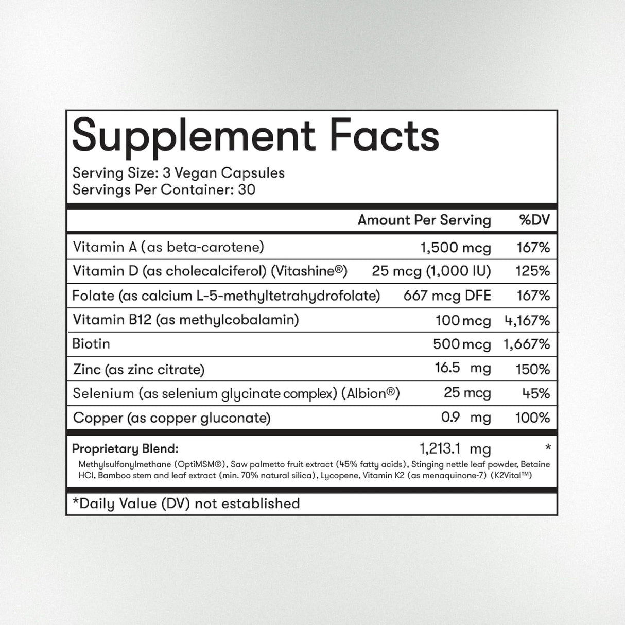 WELLBEL Women + Clean Supplement for Hair, Skin, and Nails, Vegan, Gluten Free, Non GMO 90 Count