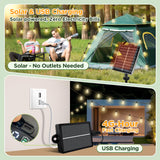 Skoiuc Solar String Lights Outdoor Waterproof Lights with Remote & Timer, LED Shatterproof ST38 Bulbs, USB & Solar Powered Patio Lights for Backyard, Porch, Garden, Wedding, Christmas Decor (50FT)
