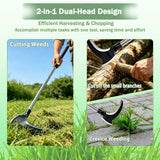 Haipeiyl Harvesting Weeding Sickle, Manual Weeder Tool with Sharp Double Blade Head, Upright Scythe for Weeding Farm Harvesting Clearing Vines Yard Gardening Pruning