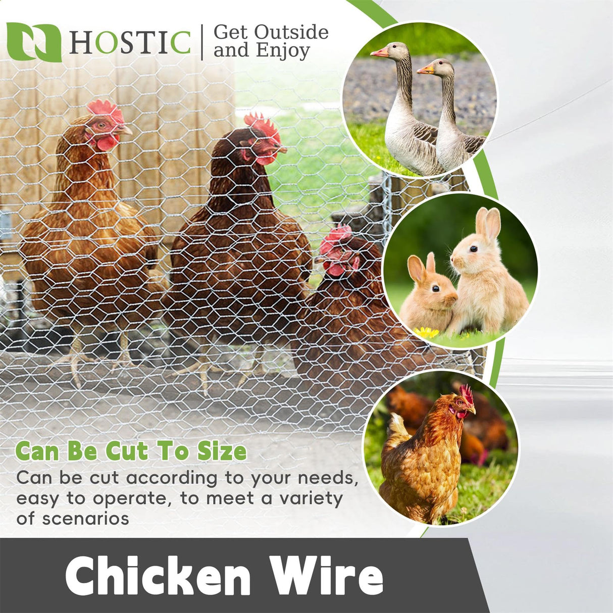 HOSTIC 6FTx150FT Chicken Wire Netting 2IN Galvanized Wire Mesh Hexagonal for Poultry Garden Fencing Barrier