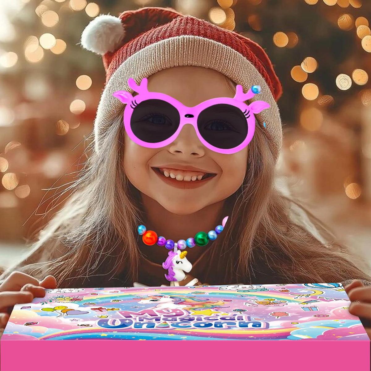 Unicorn Advent Calendar 2026 for Girls, Christmas Countdown Calendar for Kids, with 24 Days Xmas Surprise with Jewellery Bracelet Hair Accessories