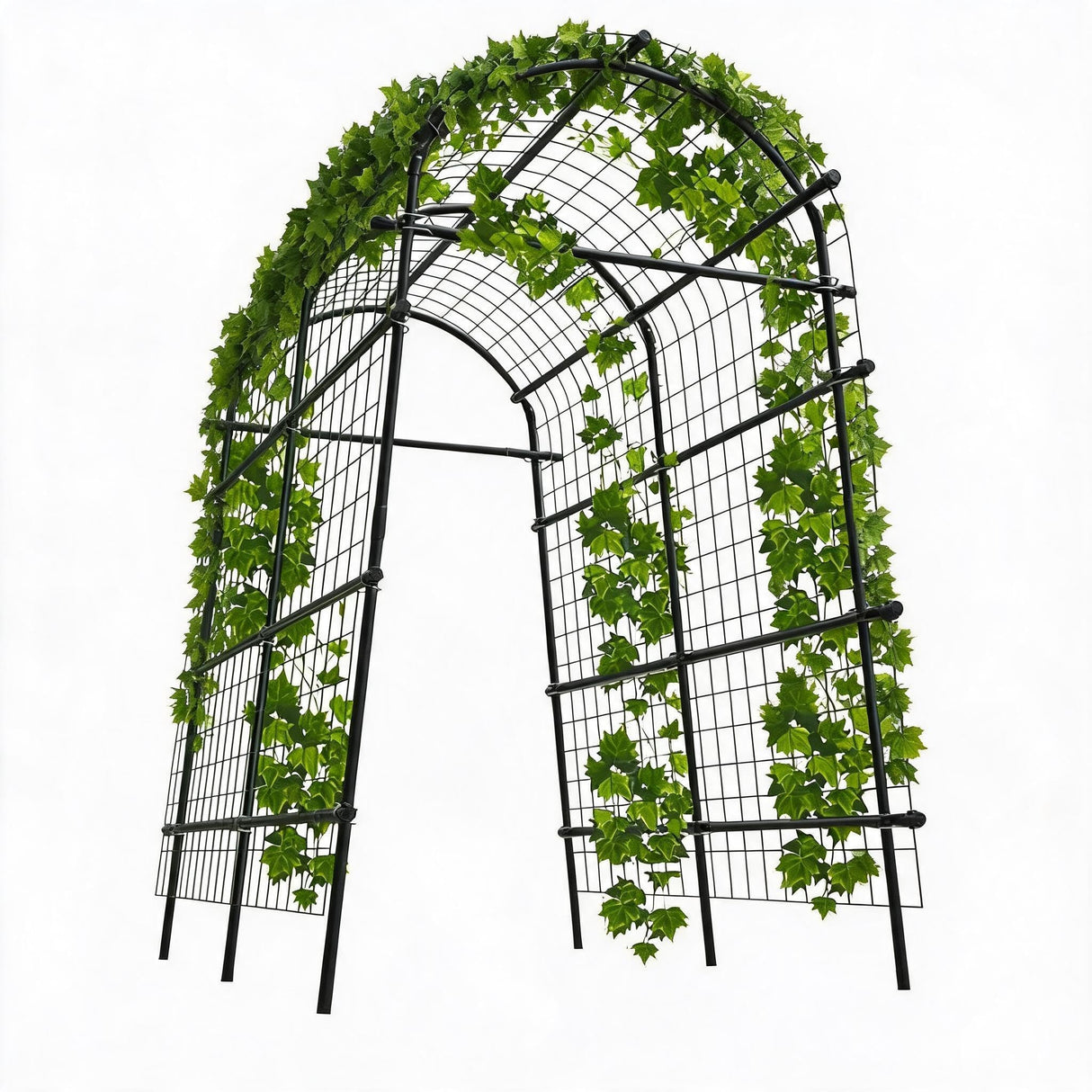 Metal Garden Arch Trellis, 7.6Ft Black for Raised Beds, Plant Support for Cucumbers & Climbing Vegetables with 9 Horizontal Pipe