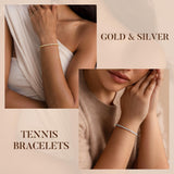 Yoosteel 14K-Gold-Plated Bezel Tennis Bracelet for Women,6.5 In CZ Bracelet