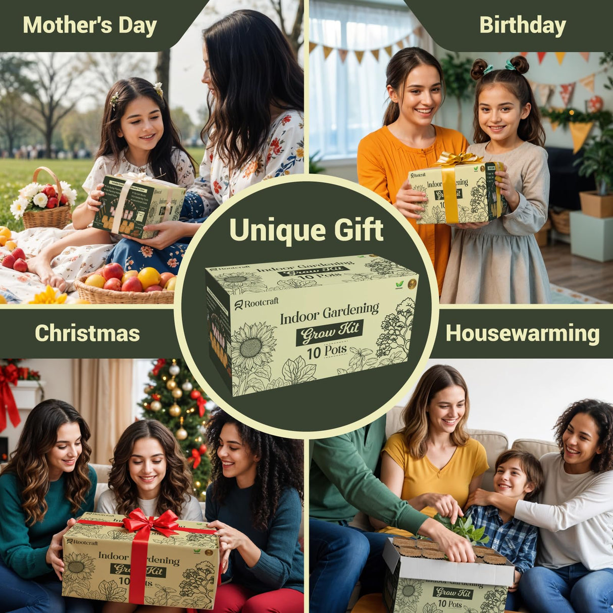 10 Herb Garden Planter Indoor Kit, 44pcs Complete Kitchen Herb Starter Set Including Burlap Pots, Markers, Soil Discs, Gardening Tools, Unique Easter/Birthday/Christmas Gift Ideas for Women, Mom