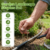 200PCS Garden Stakes Landscape Staples Set with Gasket, 11 Gauge