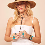 FEYIR Bohemian Turquoise Jewelry Set for Women Boho Turquoise Layered Necklace Bracelet Western Belt Stackable Ring Earrings Western Jewelry Accessories