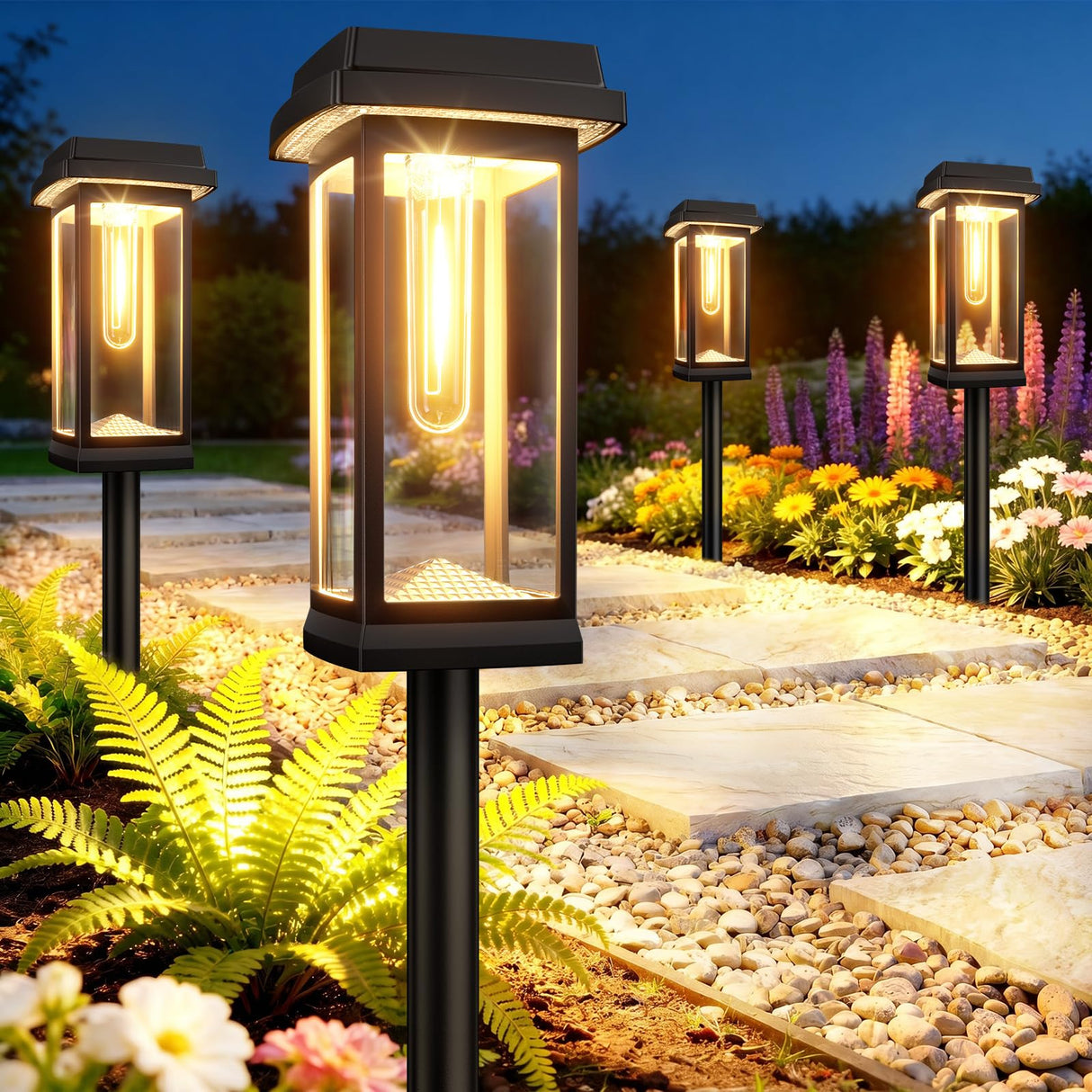 Solar Pathway Lights Outdoor, 8 Pack Upgraded Solar Garden Lights Solar Powered, Solar Lights Outdoor Waterproof IP65, 15 Hours Outdoor Solar Lights for Yard Patio Landscape Walkway Driveway Decor