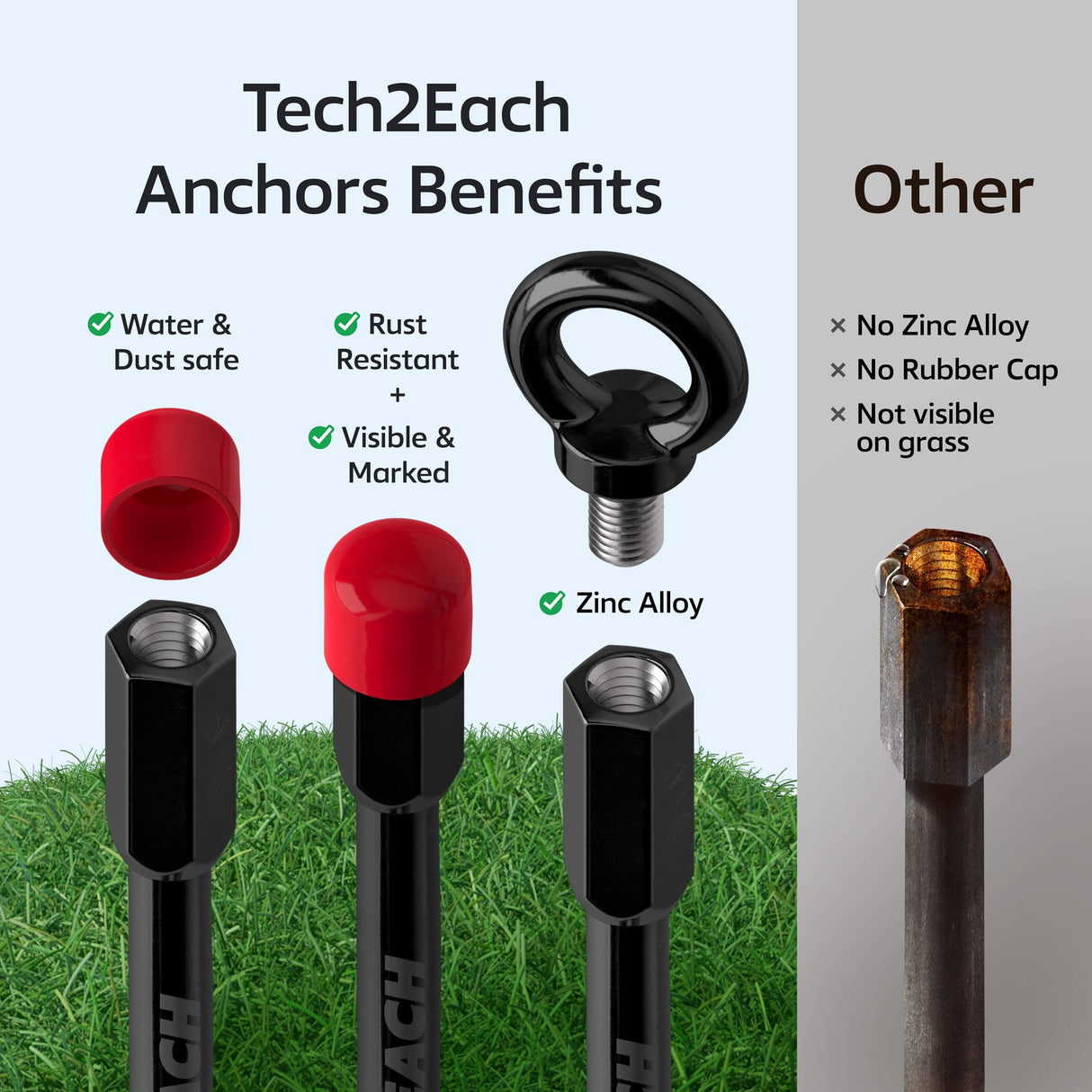 Ground Anchor Heavy Duty 18 inch - Earth Anchor Screw in Kit 4 Pack - Tie Down Swing Set Anchors - Auger Spiral Trampoline Stakes High Wind - Camping Carport Canopy Tent Stakes for Tree Shed Dog Sand
