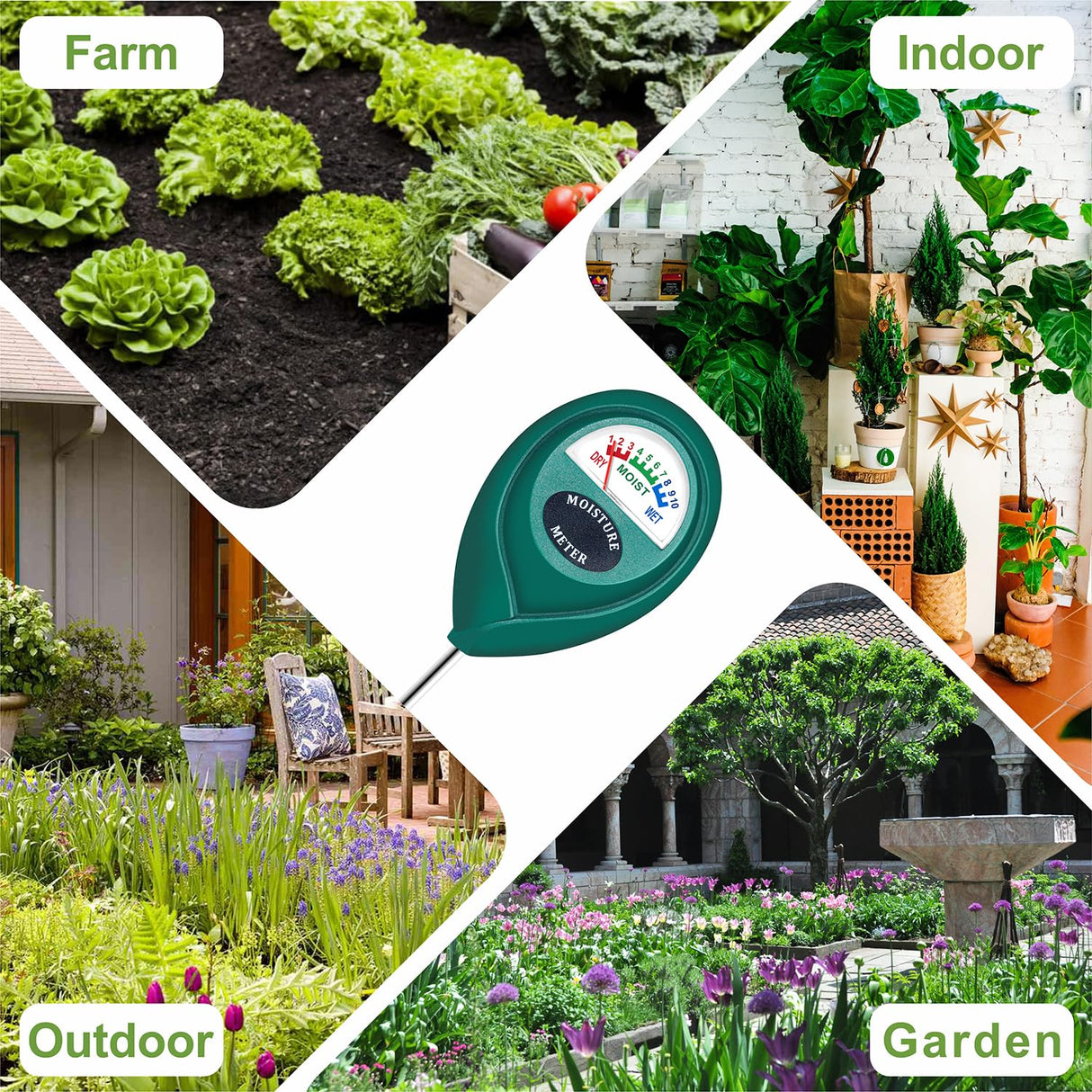 XLUX 2 Pack Soil Moisture Meter, Garden Lawn Indoor Outdoor Use, Battery-Free