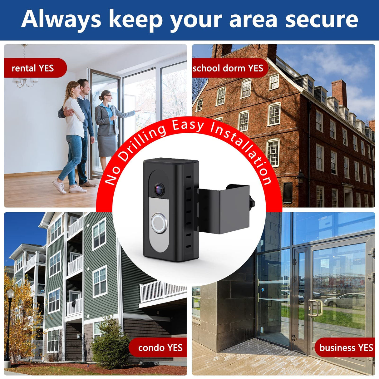 KIMILAR Anti-Theft Video Doorbell Mount Compatible with Ring/Blink Wireless Video Doorbell, Adjustable Mounting Bracket Accessories for Houses, Apartments, Businesses, Not for Blink 2nd Gen