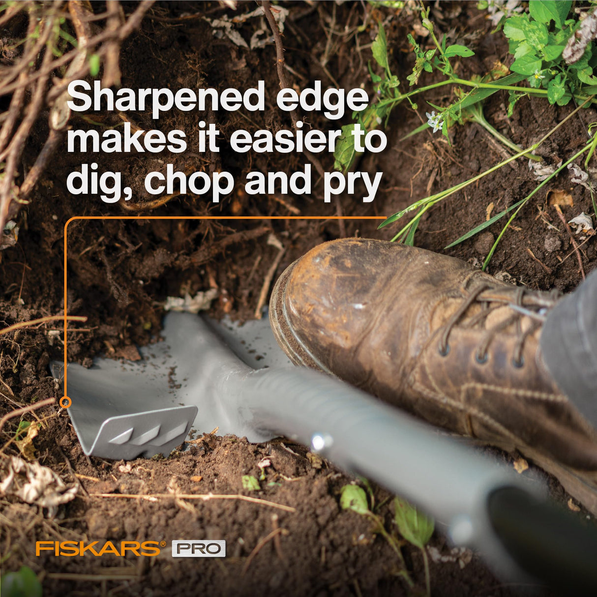 Fiskars 60" Pro Garden Shovel for Digging, Heavy Duty Steel Gardening Tool with Straight Handle