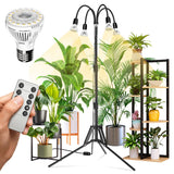 SANSI Grow Lights for Indoor Plants, 4 Head Dimmable Plant Lights for Indoor Growing, 35"-64" Adjustable Tripod LED Grow Light Lamp with Remote Control Auto On/Off Timer 4 Pack of Par20 10W Bulbs